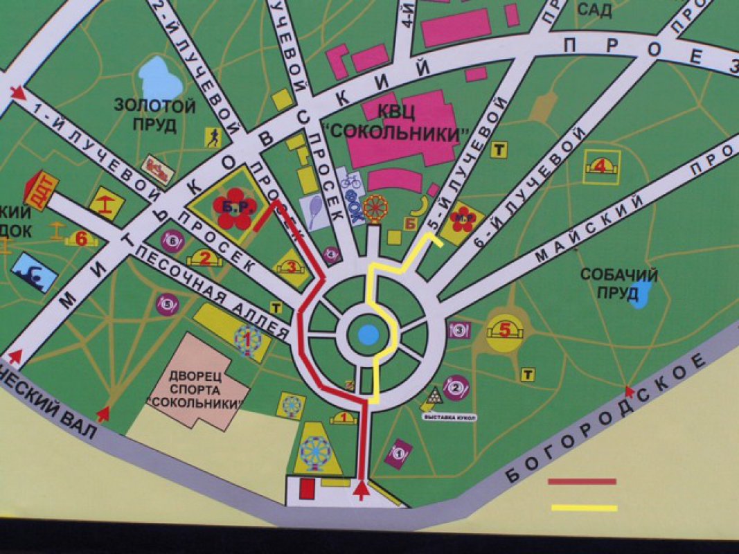 Схема парка Сокольники в Москве